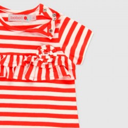 camiseta bebe niña a rayas rojas y blancas