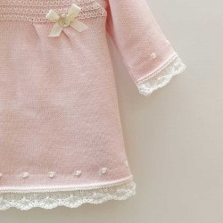 vestido bebe punto rosa de invierno paz rodriguez