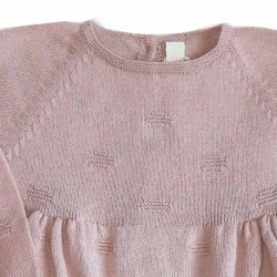 Vestido bebé niña de punto tricot rosa de liandme