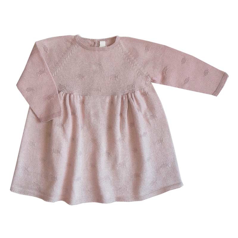 Vestido bebé niña de punto tricot rosa de liandme