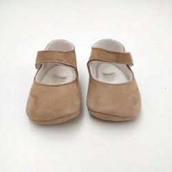 Zapatos bebé niña merceditas de ante beige de Cuquito