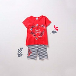 conjunto de camiseta y short niña boboli para primavera verano rojo
