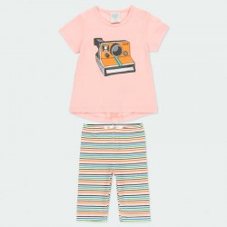Conjunto niña de camiseta y leggins rosa estampado cámara de Bóboli