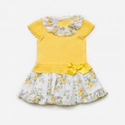 vestido bebe niña corte cadera amarillo de juliana