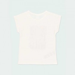 Camiseta niña blanco roto estampado cebra negro de Bóboli